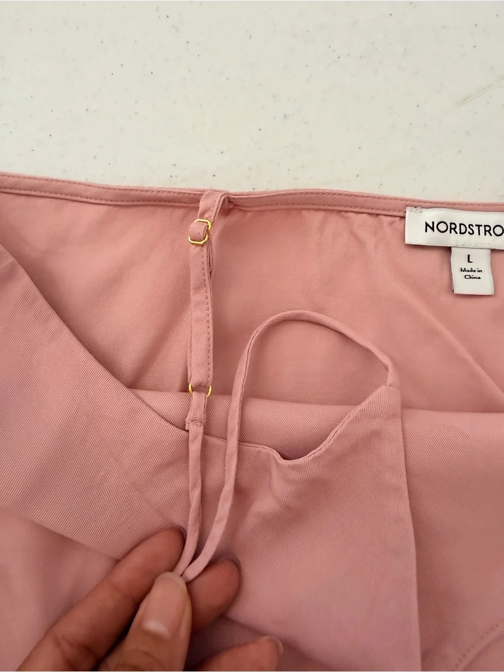 Nordstrom Pink Lace Trim Camisole Top V-Neck Spaghetti Strap Size Large
